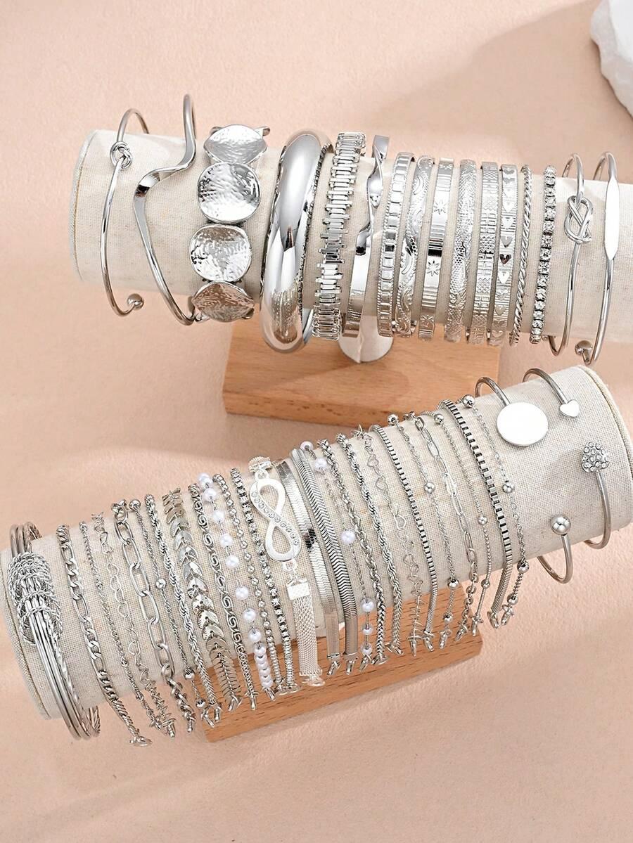srebrne bransoletki 5-pack