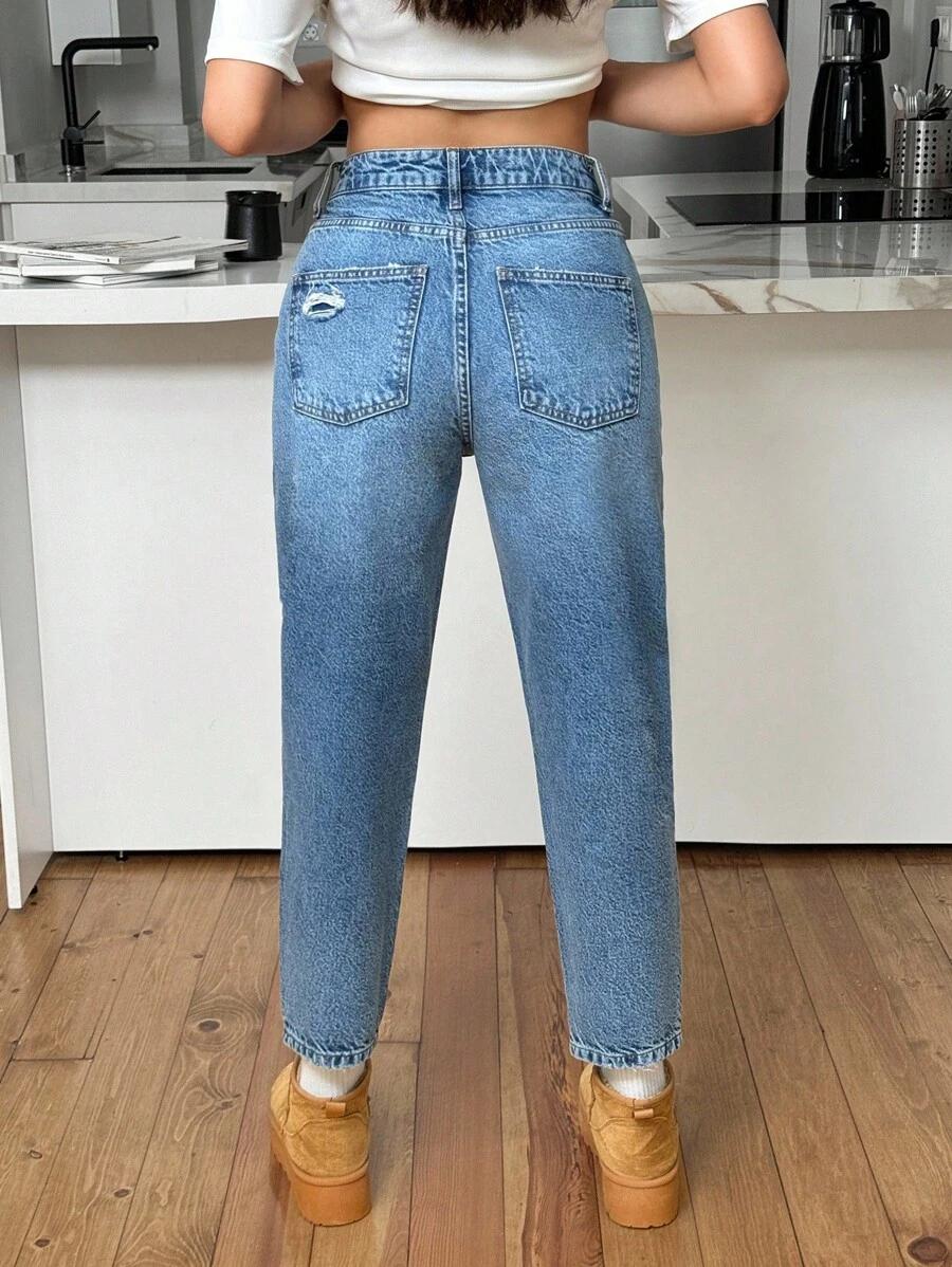  NIEBIESKIE SPODNIE MOM JEANS PRZETARCIA