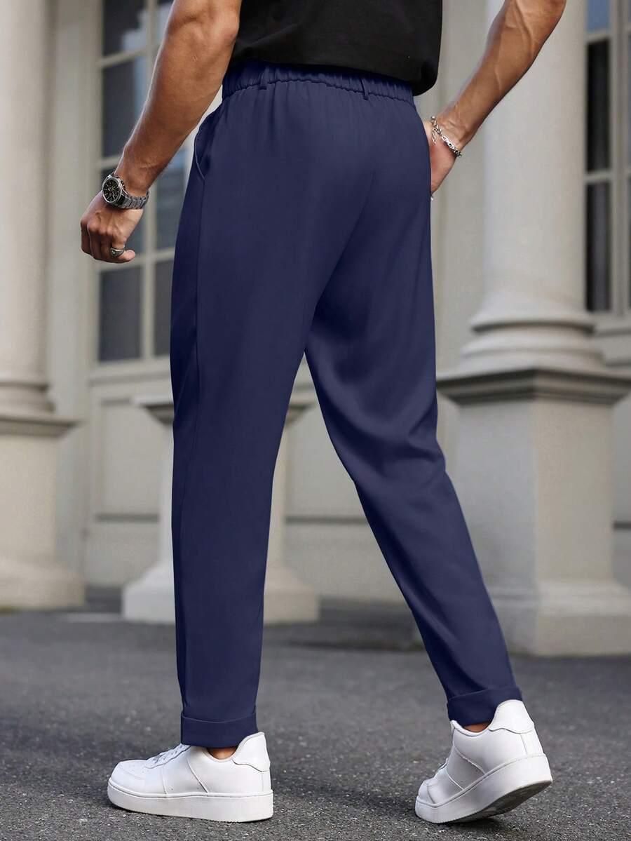 granatowe spodnie casual 