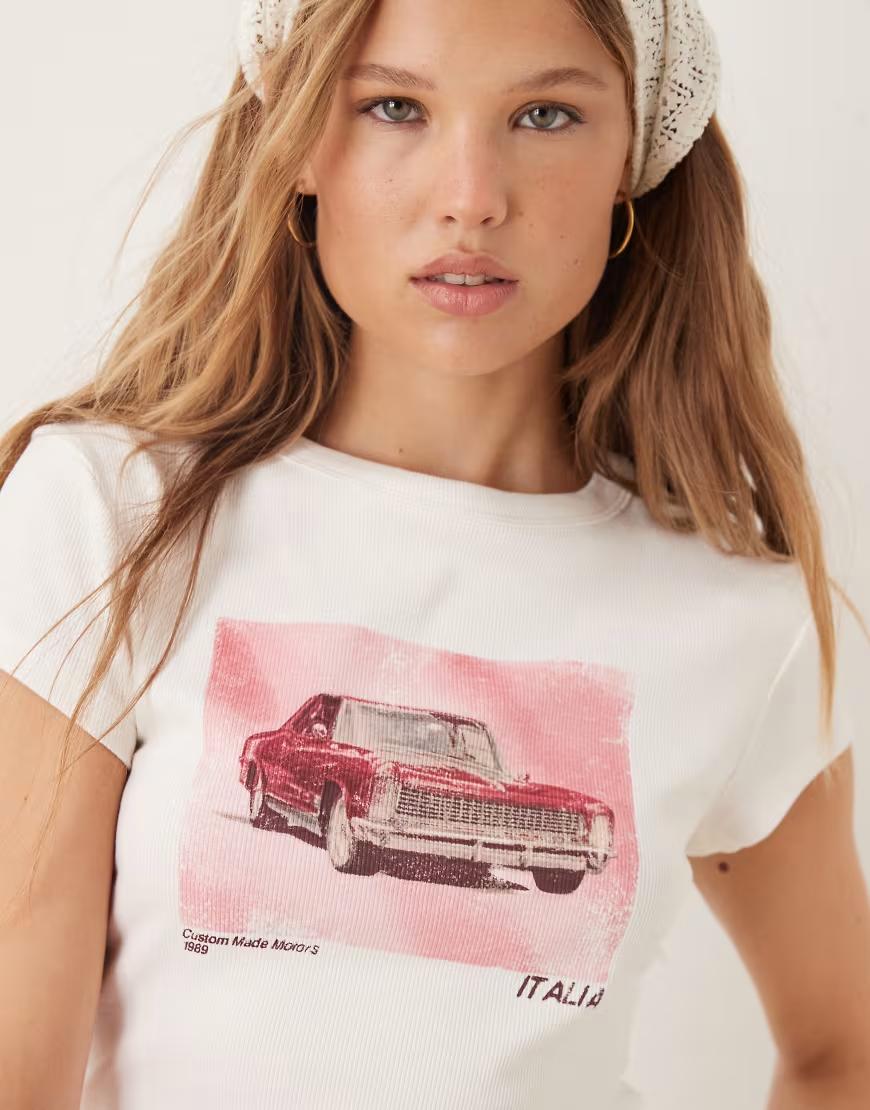 KREMOWY TOP PRINT