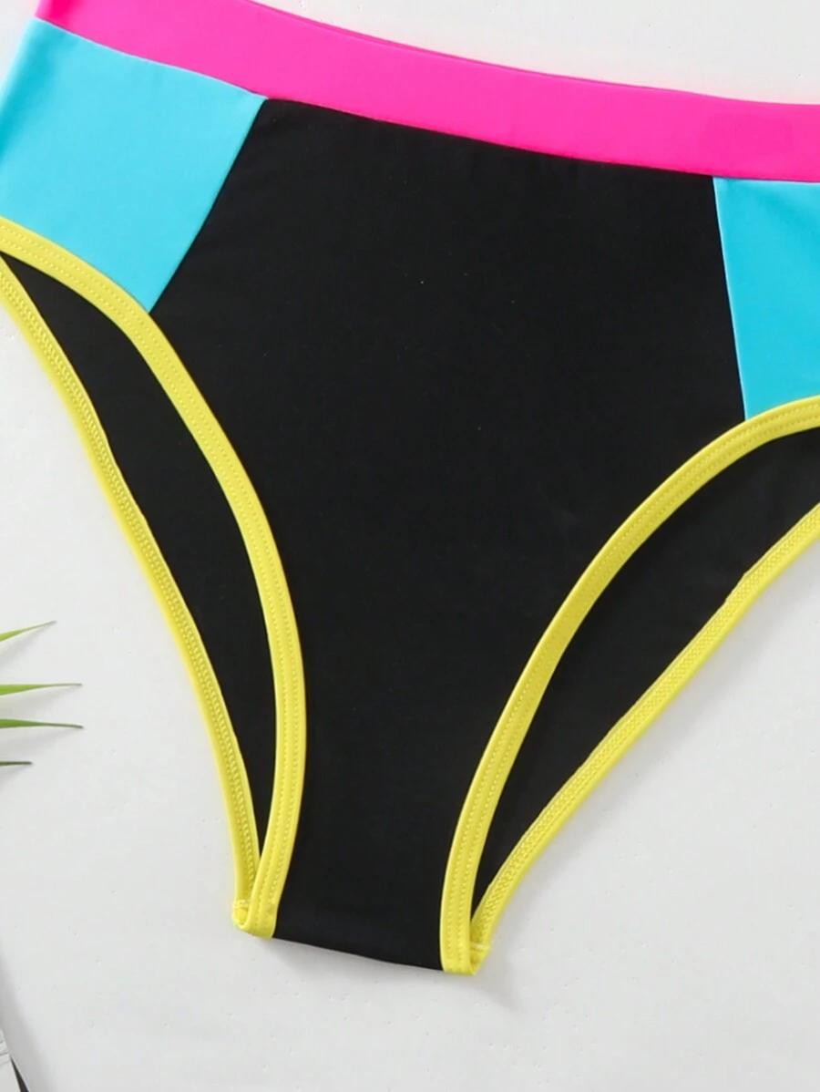 dwuczęściowy kostium kąpielowy bikini kontrast
