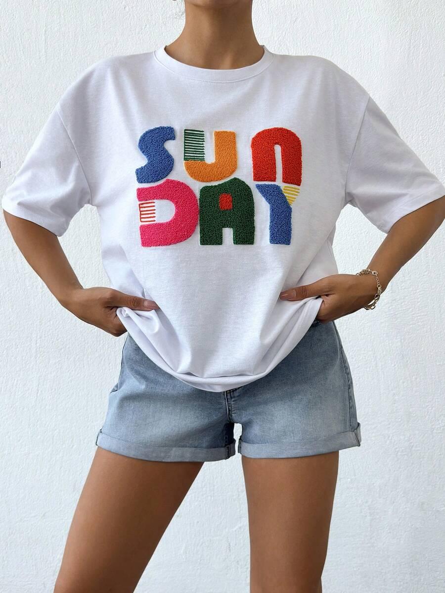 BIAŁY t-shirt okrągły dekolt
