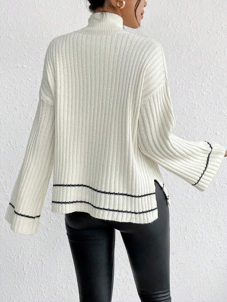 BEŻOWY SWETER PÓŁGOLF