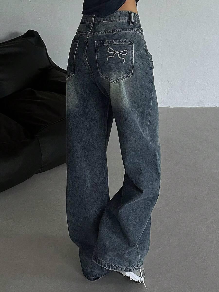 NIEBIESKIE SPODNIE JEANS PROSTA NOGAWKA