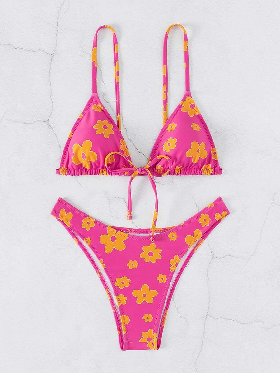 komplet bikini wzór kwiaty
