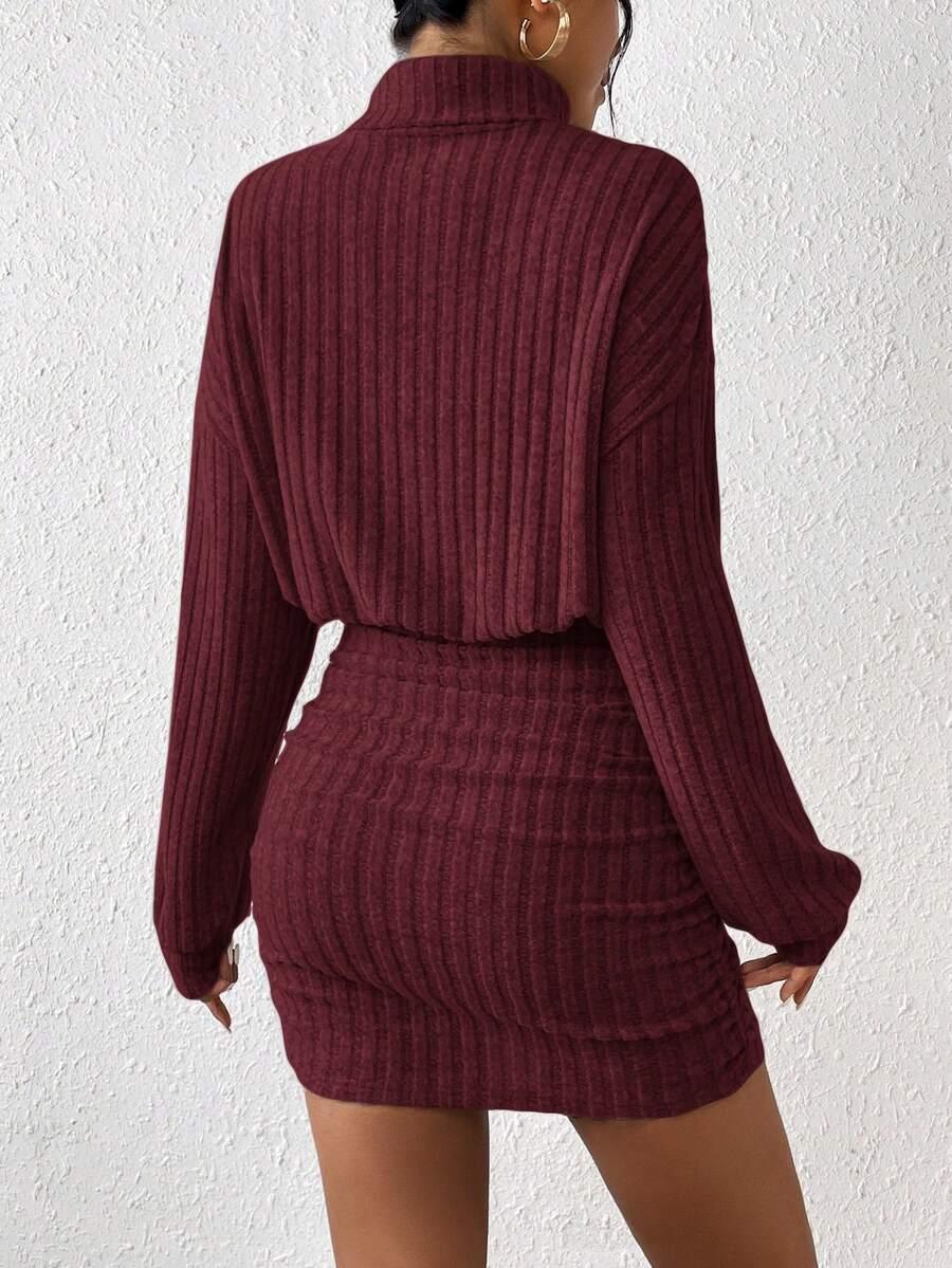bordowa mini sukienka