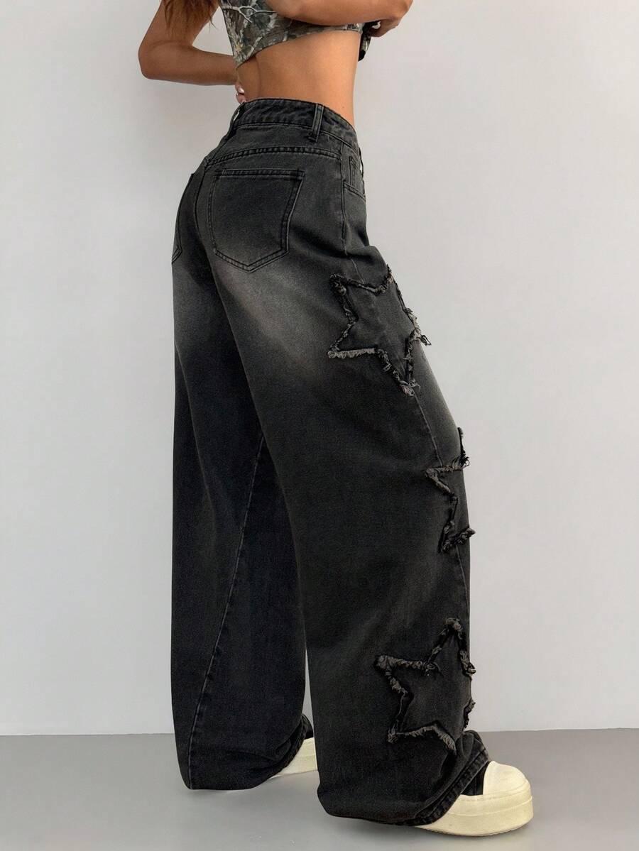 CZARNE SPODNIE JEANS