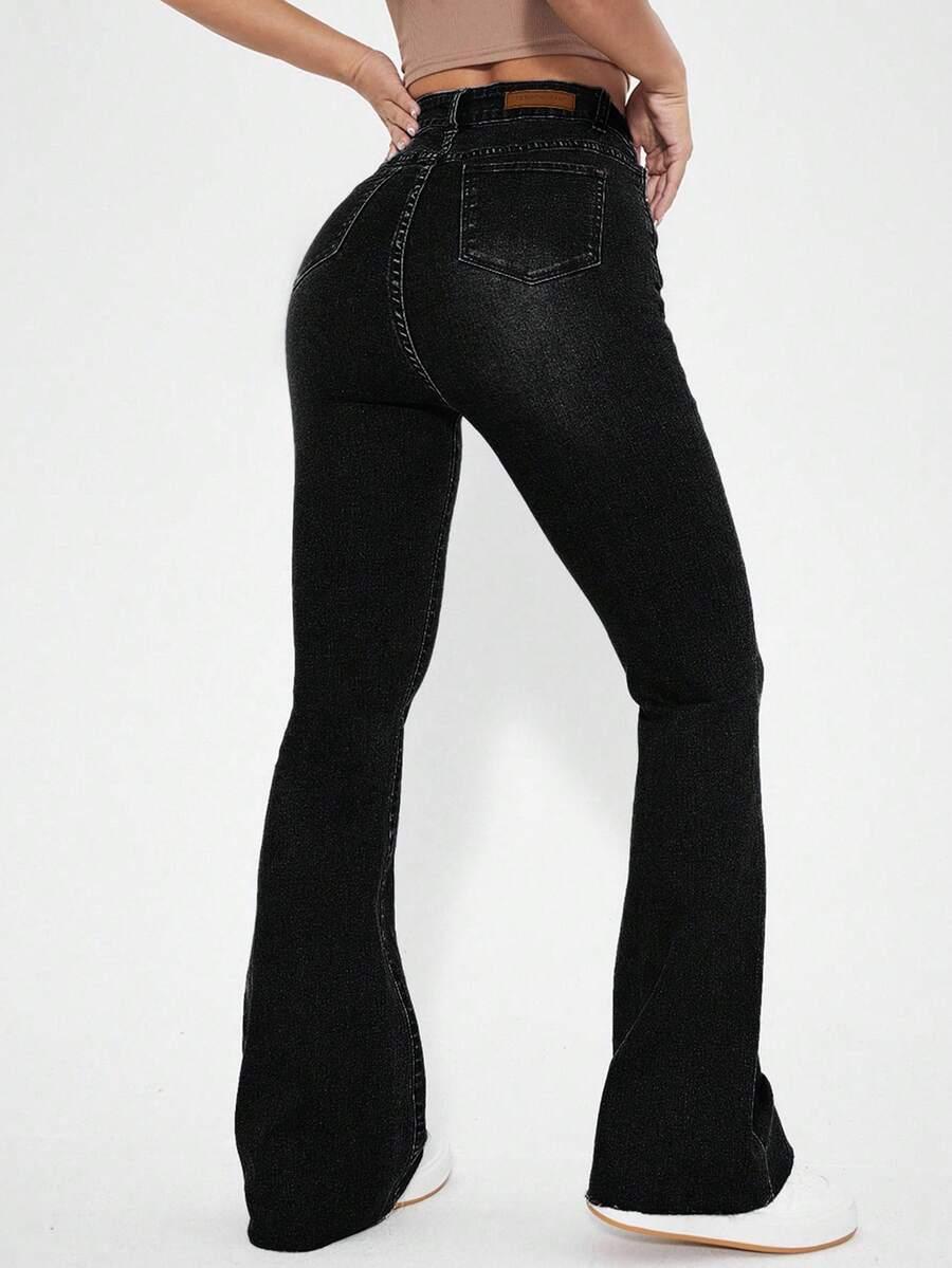 CZARNE SPODNIE JEANS DZWONY