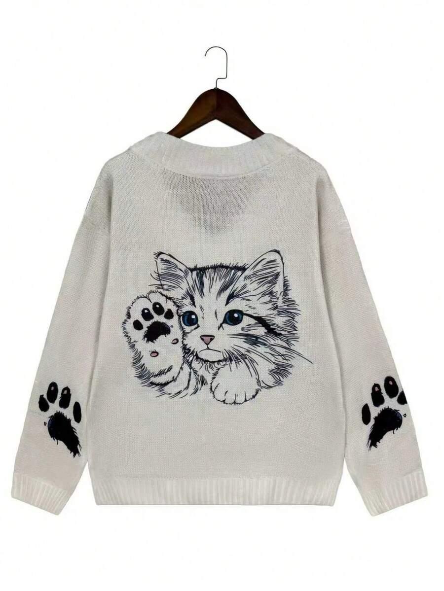 beżowy sweter nadruk