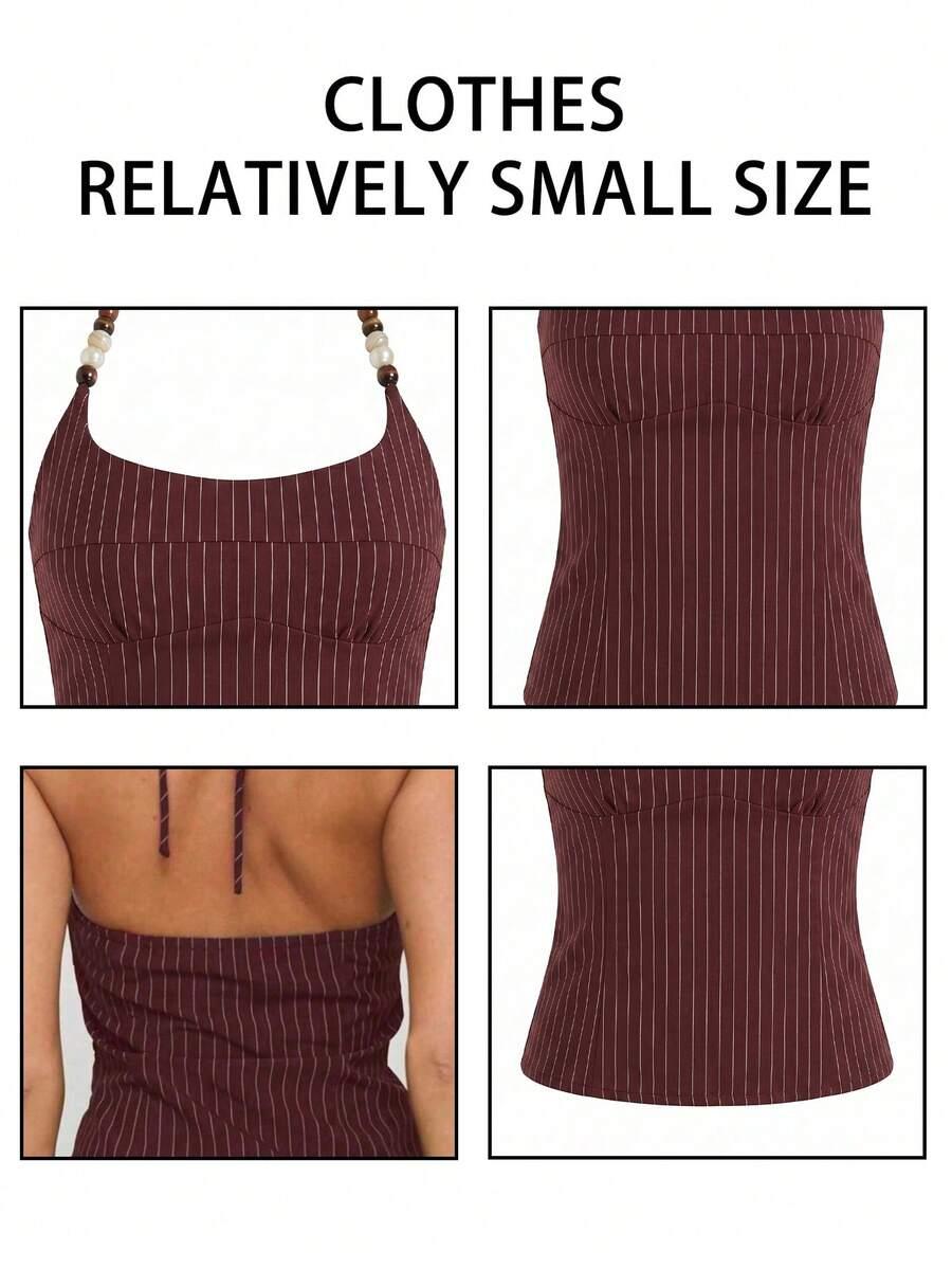 bordowy top w paski