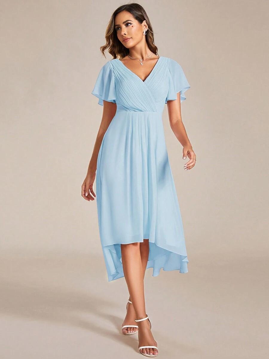 niebieska sukienka v-neck