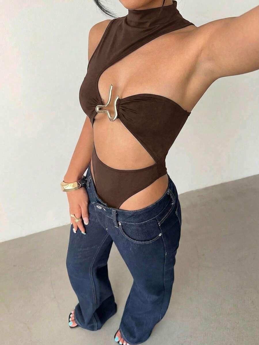 brązowe body asymetryczne