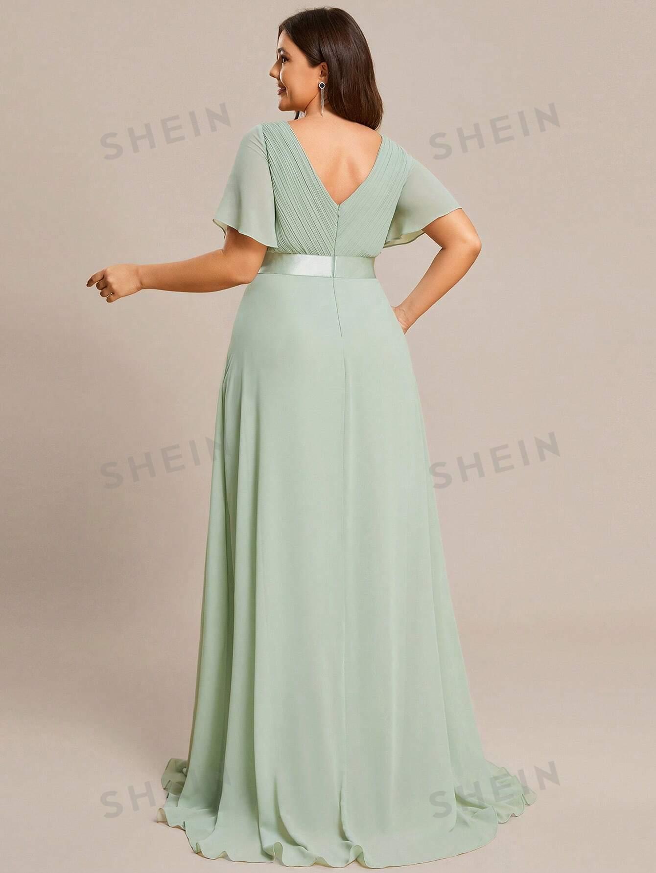 ZIELONA MAXI SUKIENKA V-NECK