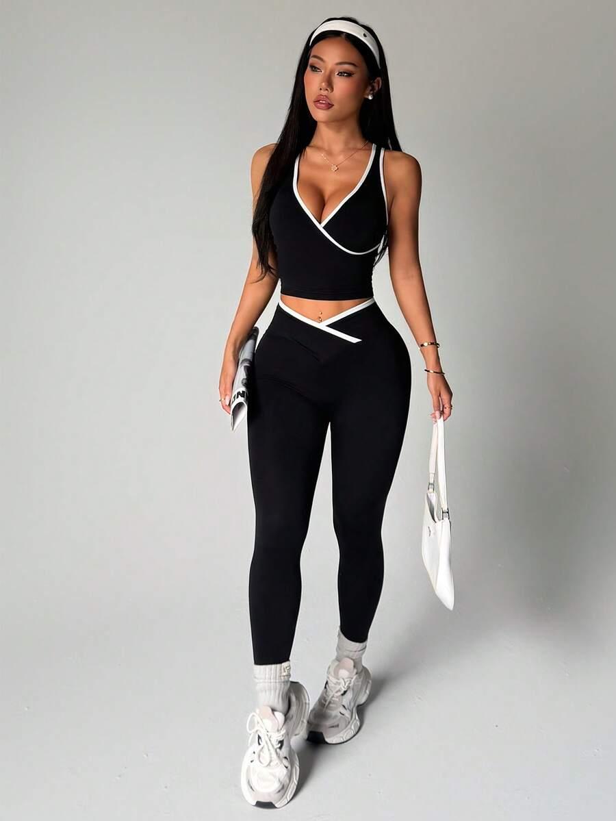 czarne legginsy casual