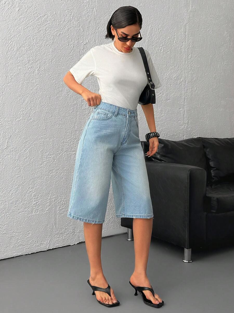 spodenki jeans wysoki stan