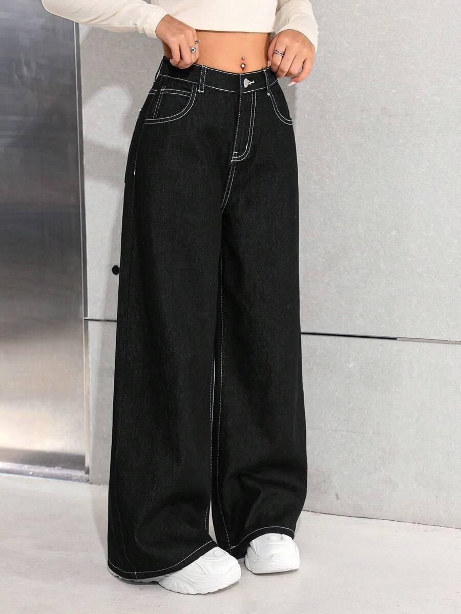 CZARNE SPODNIE JEANS