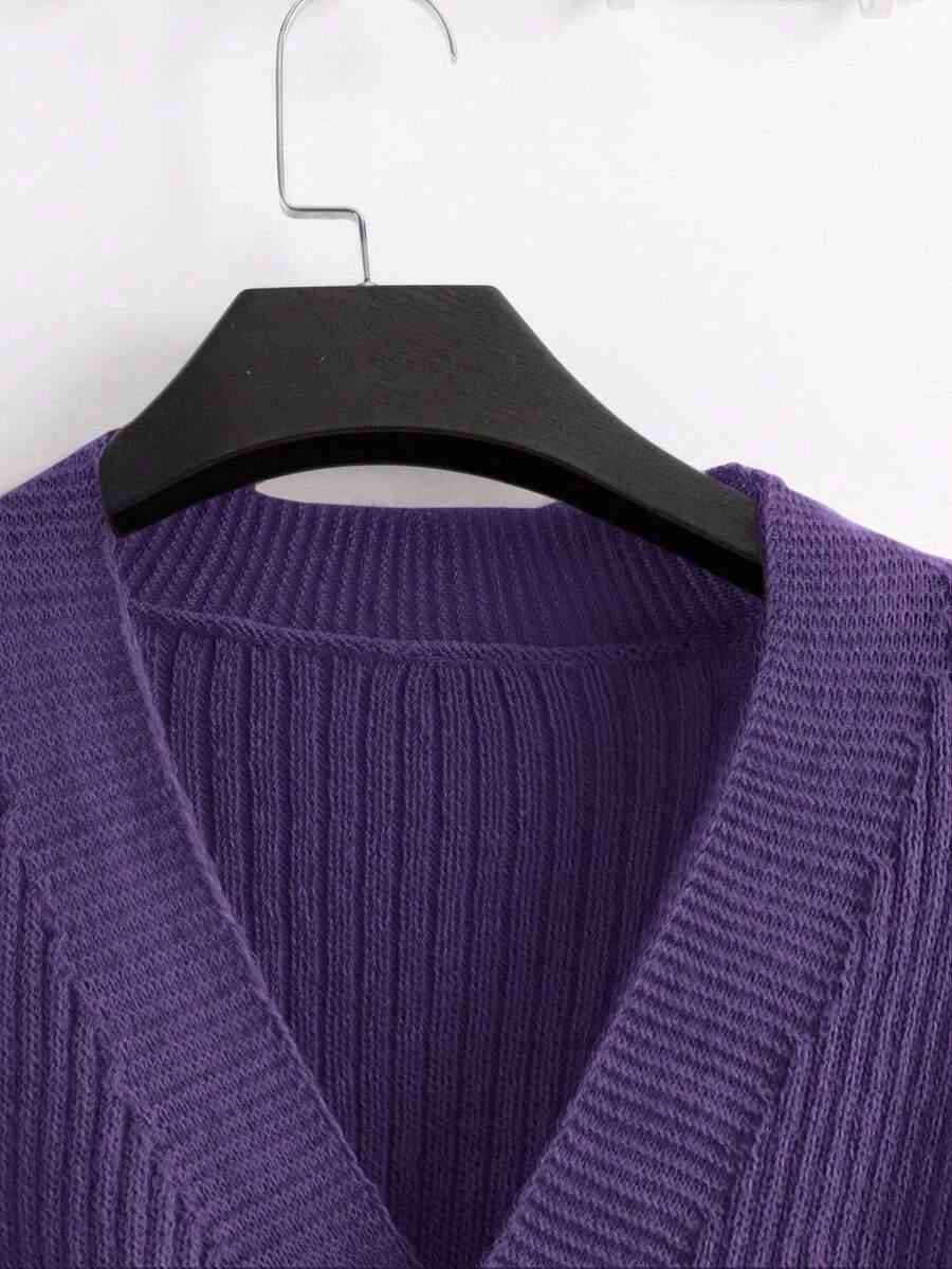fioletowy sweter wiązanie