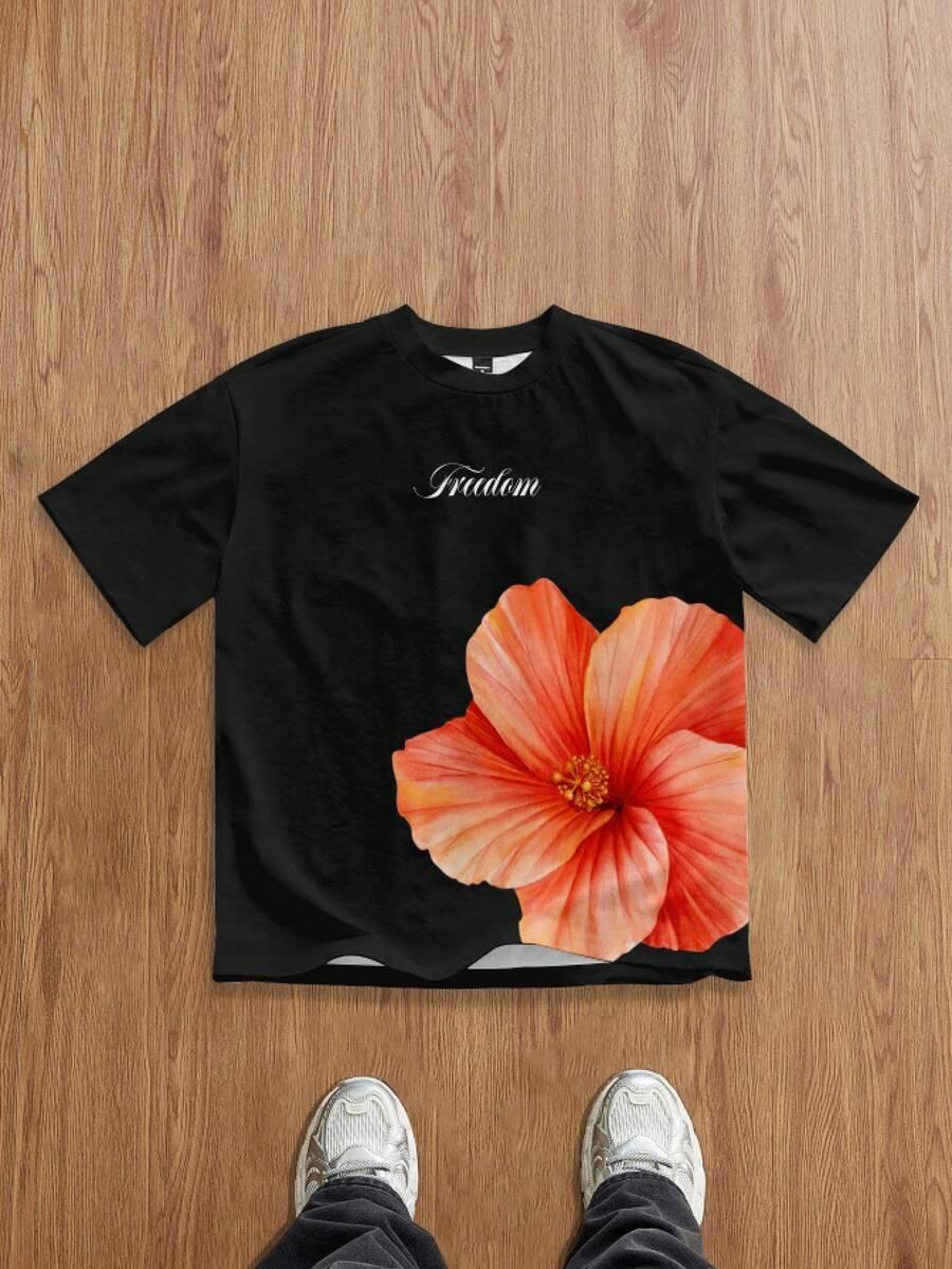 czarny t-shirt nadruk
