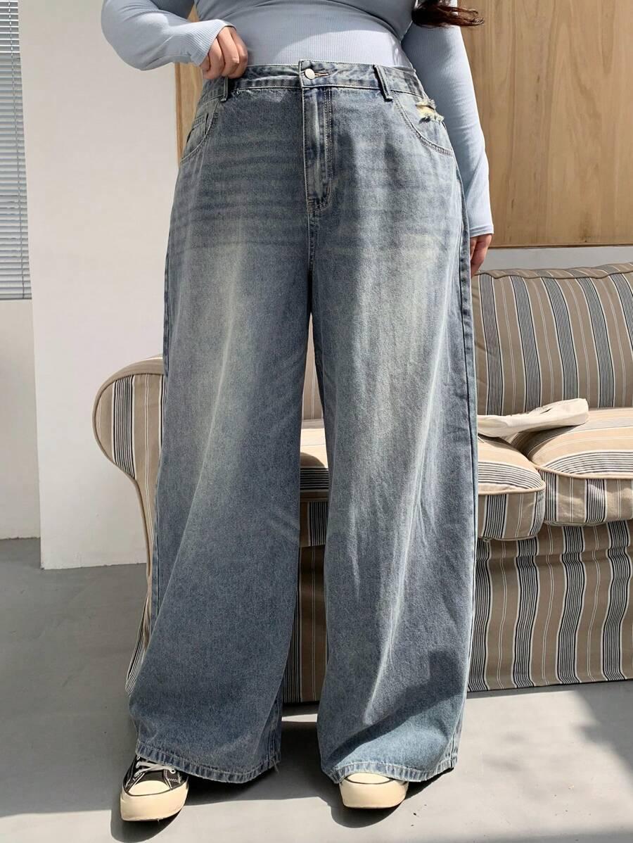 SZEROKIE SPODNIE JEANS 