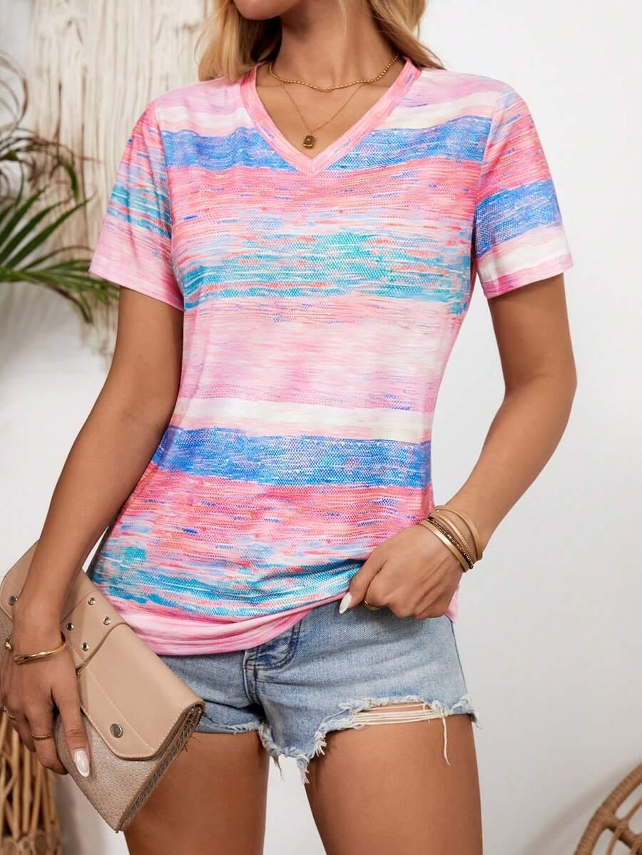 t-shirt v-neck print 