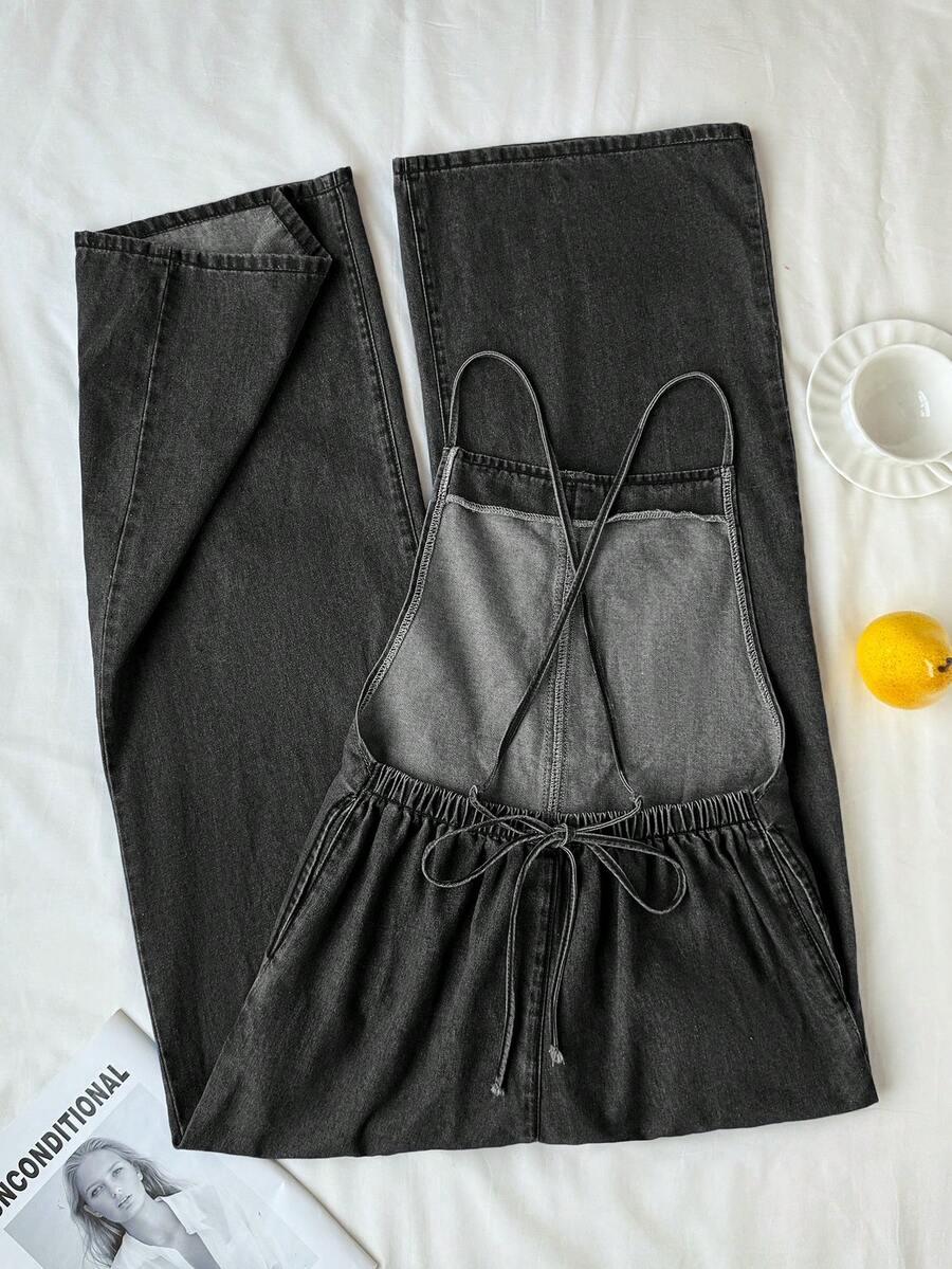 CZARNY KOMBINEZON JEANS 