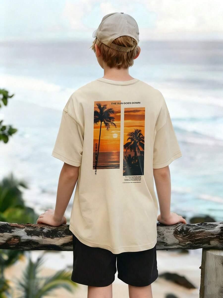 beżowy t-shirt print