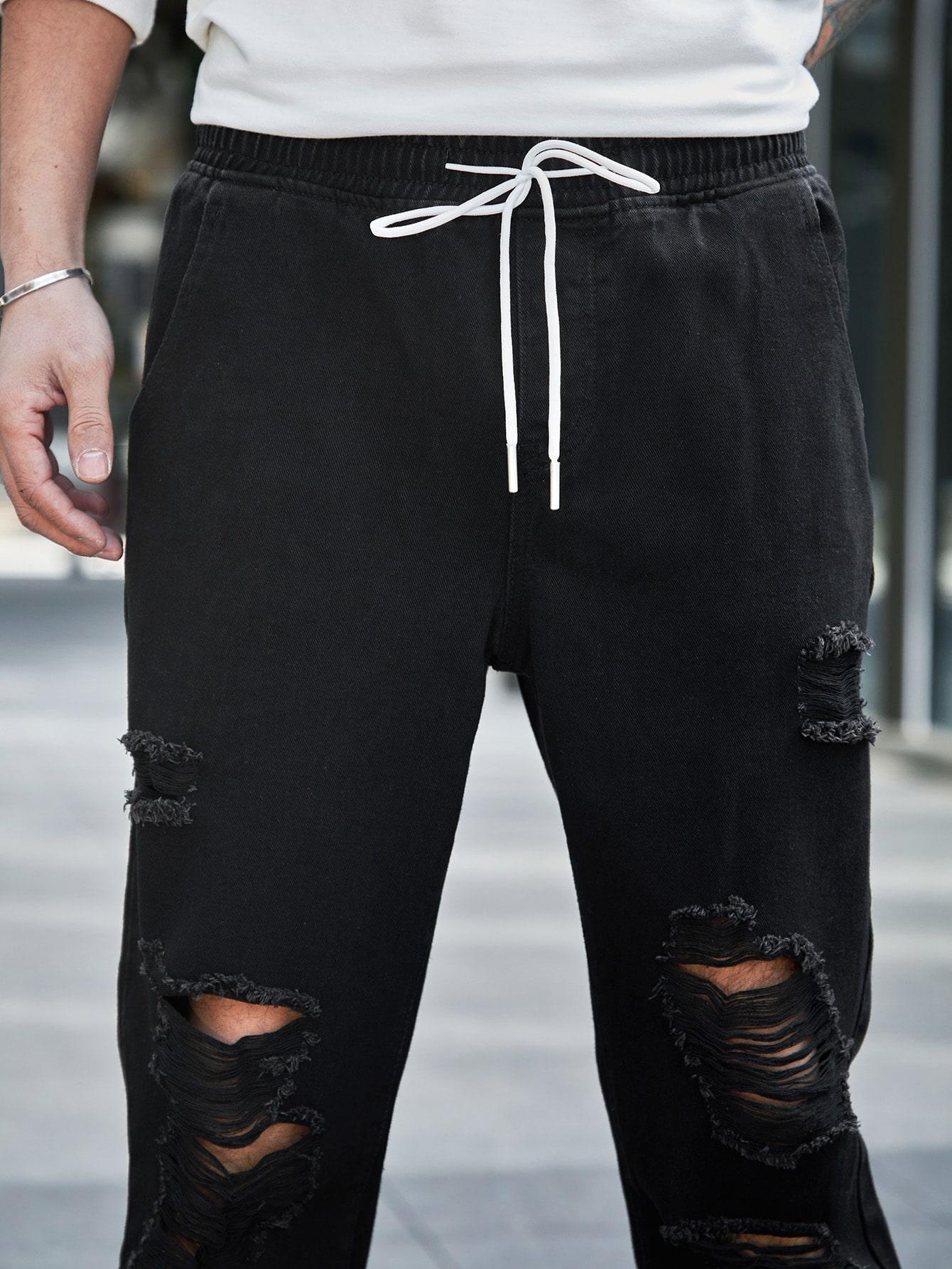 CZARNE SPODNIE JEANS RIPPED
