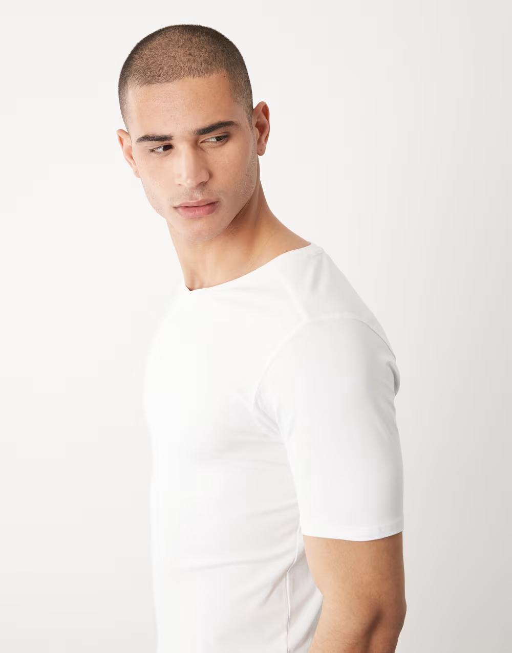 biały t-shirt krótki rękaw v-neck basic