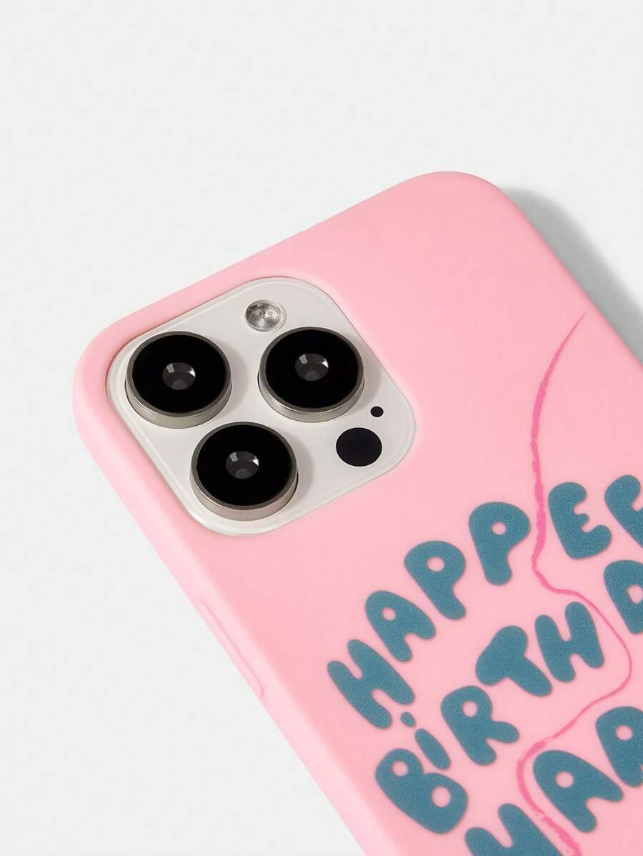 różowe etui napisy iphone 16