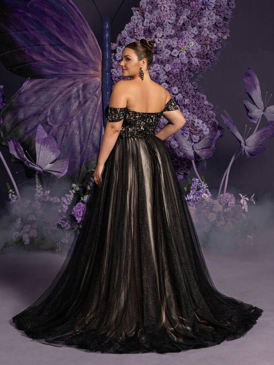 CZARNA MAXI SUKIENKA TIUL