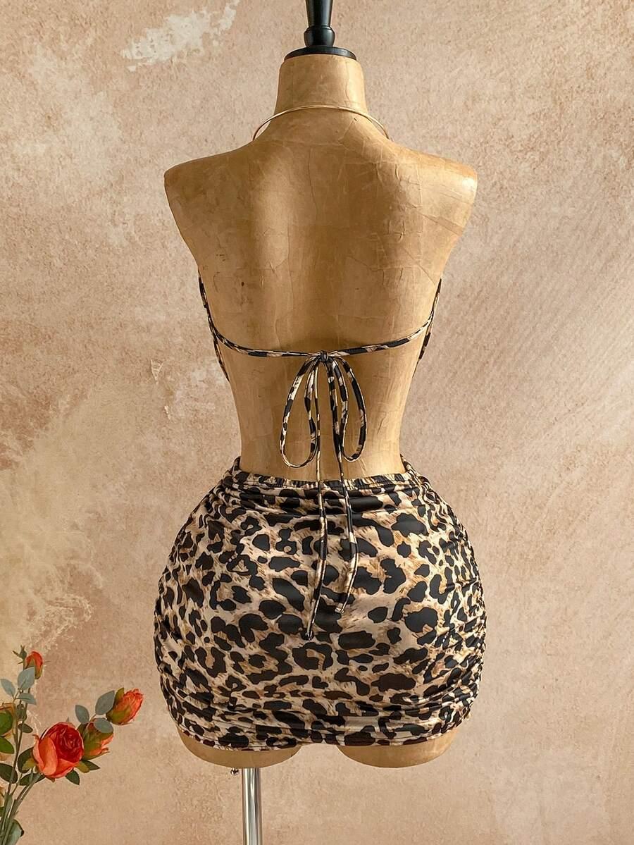 MINI SUKIENKA odkryte plecy ANIMAL PRINT