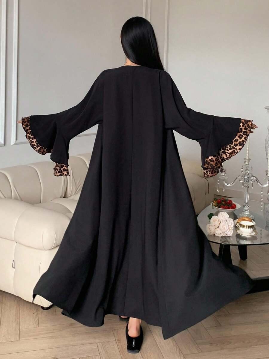 czarny szlafrok animal print