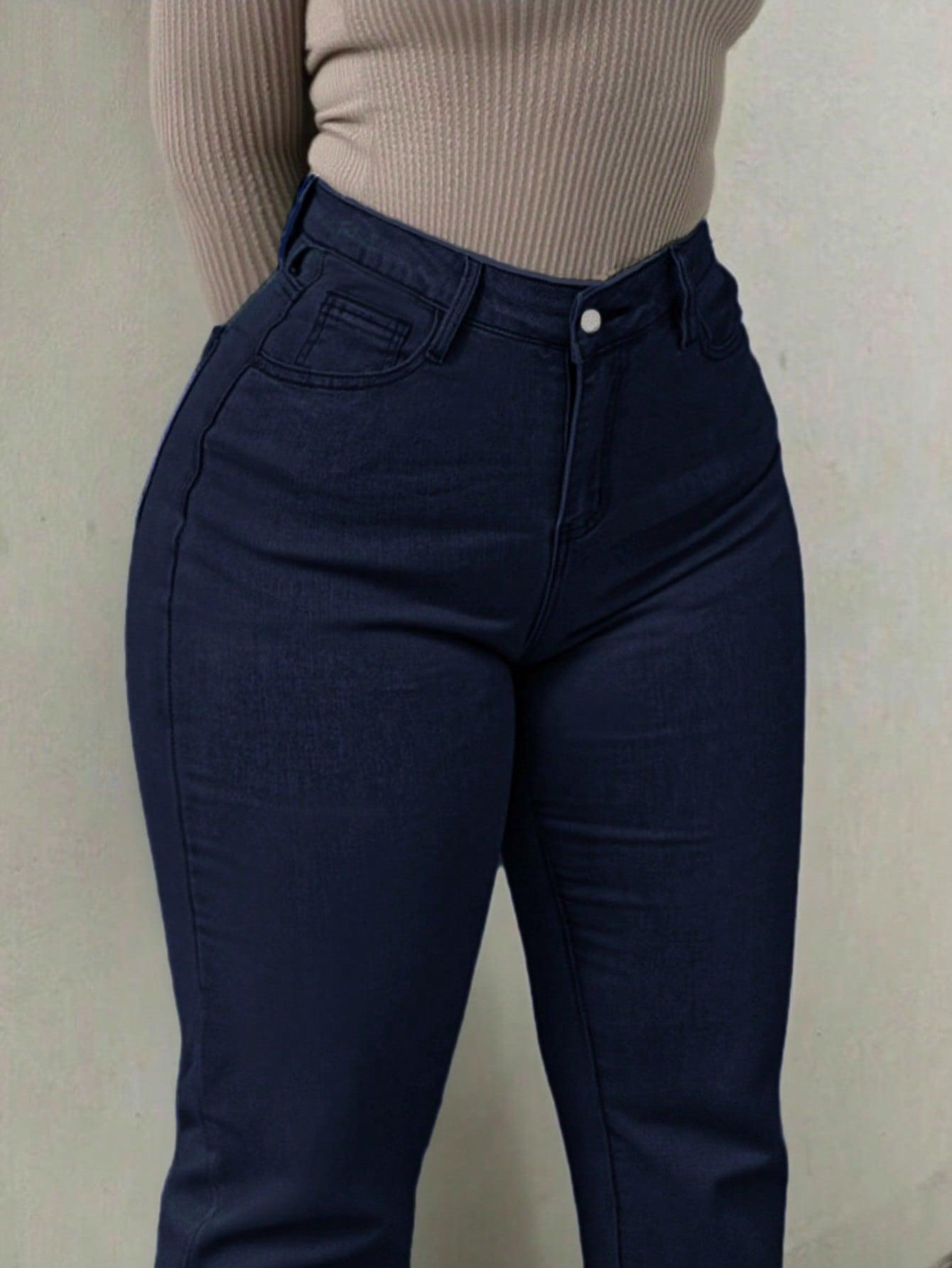 GRANATOWE SPODNIE JEANS