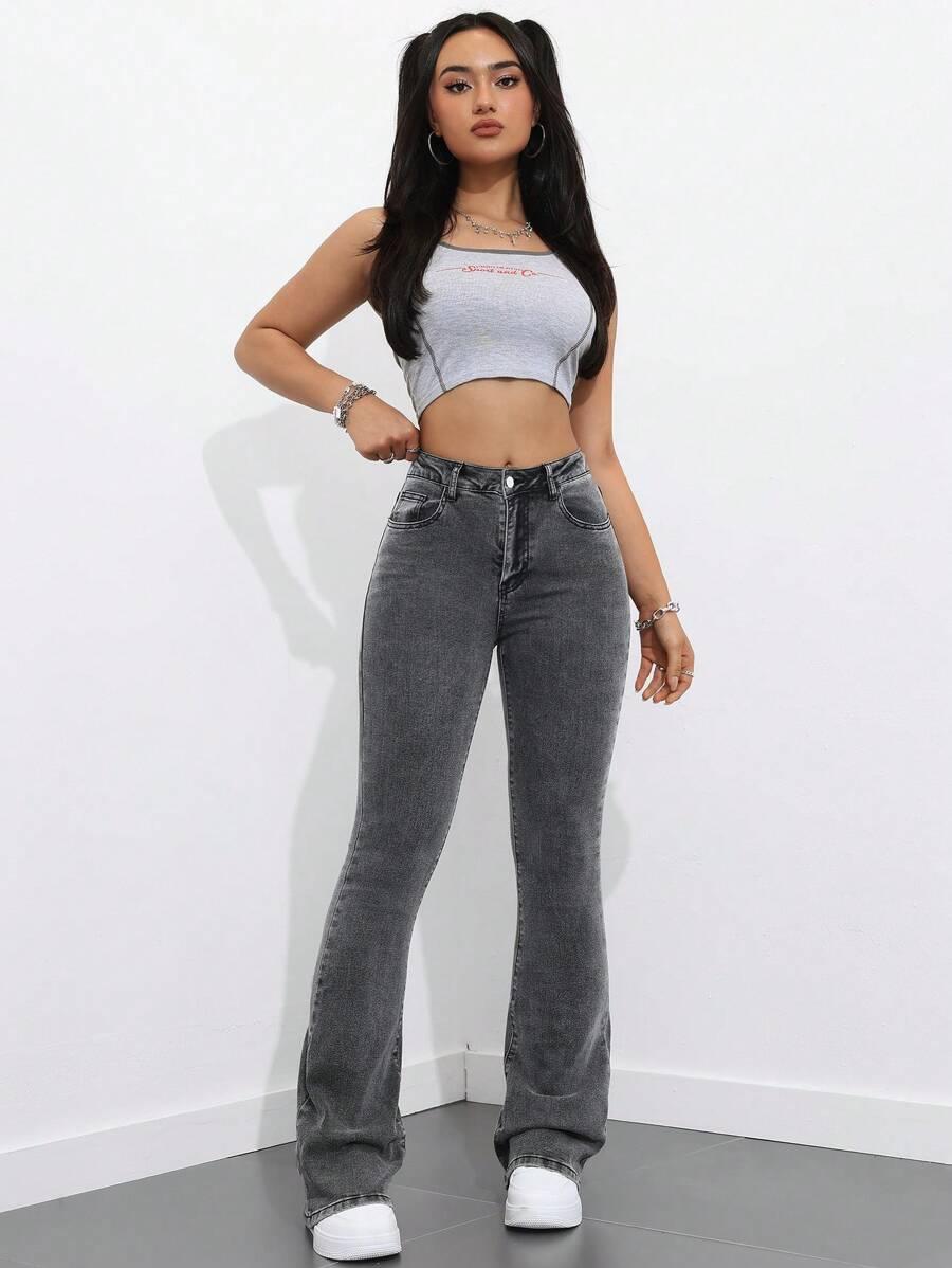 SZARE SPODNIE JEANS
