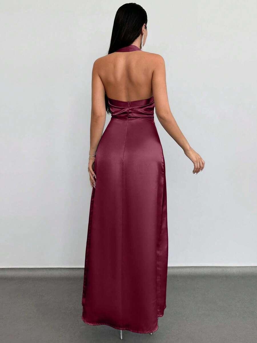 bordowa maxi sukienka 