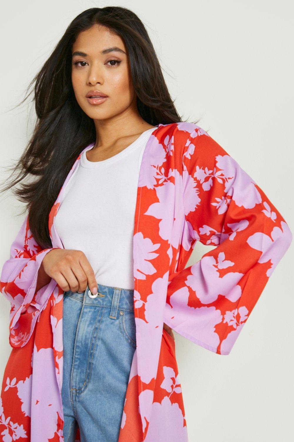 narzutka kimono floral print