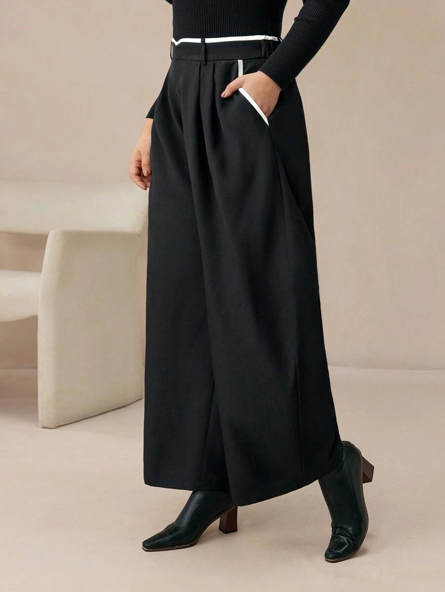 CZARNE SPODNIE PROSTA NOGAWKA 