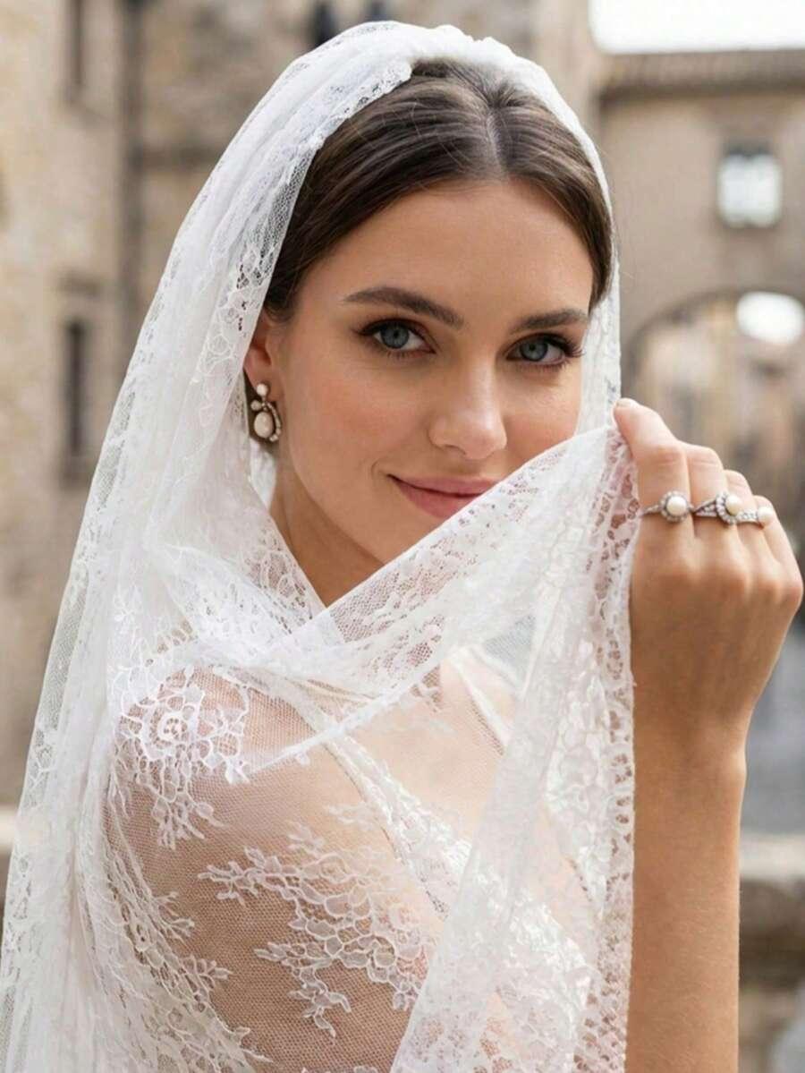 biały koronkowy welon