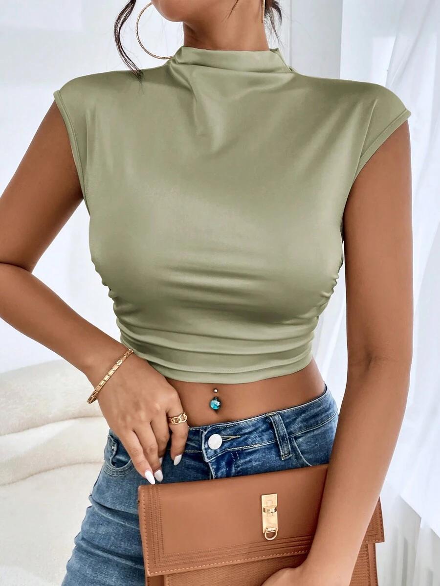 ZIELONY CROP TOP PÓŁGOLF