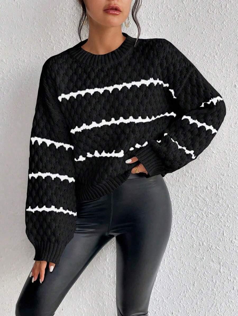 CZARNY SWETER KONTRAST 