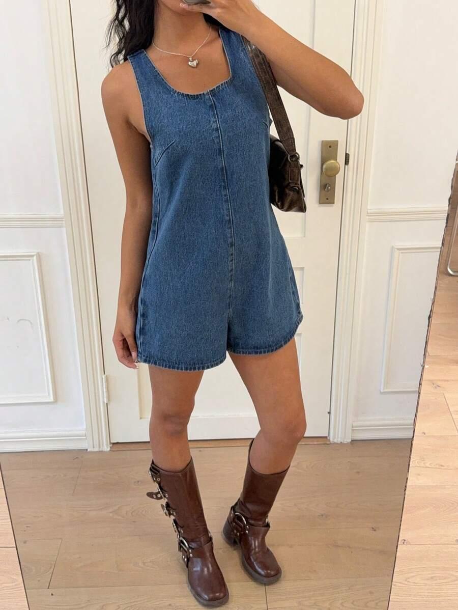 krótki kombinezon jeans