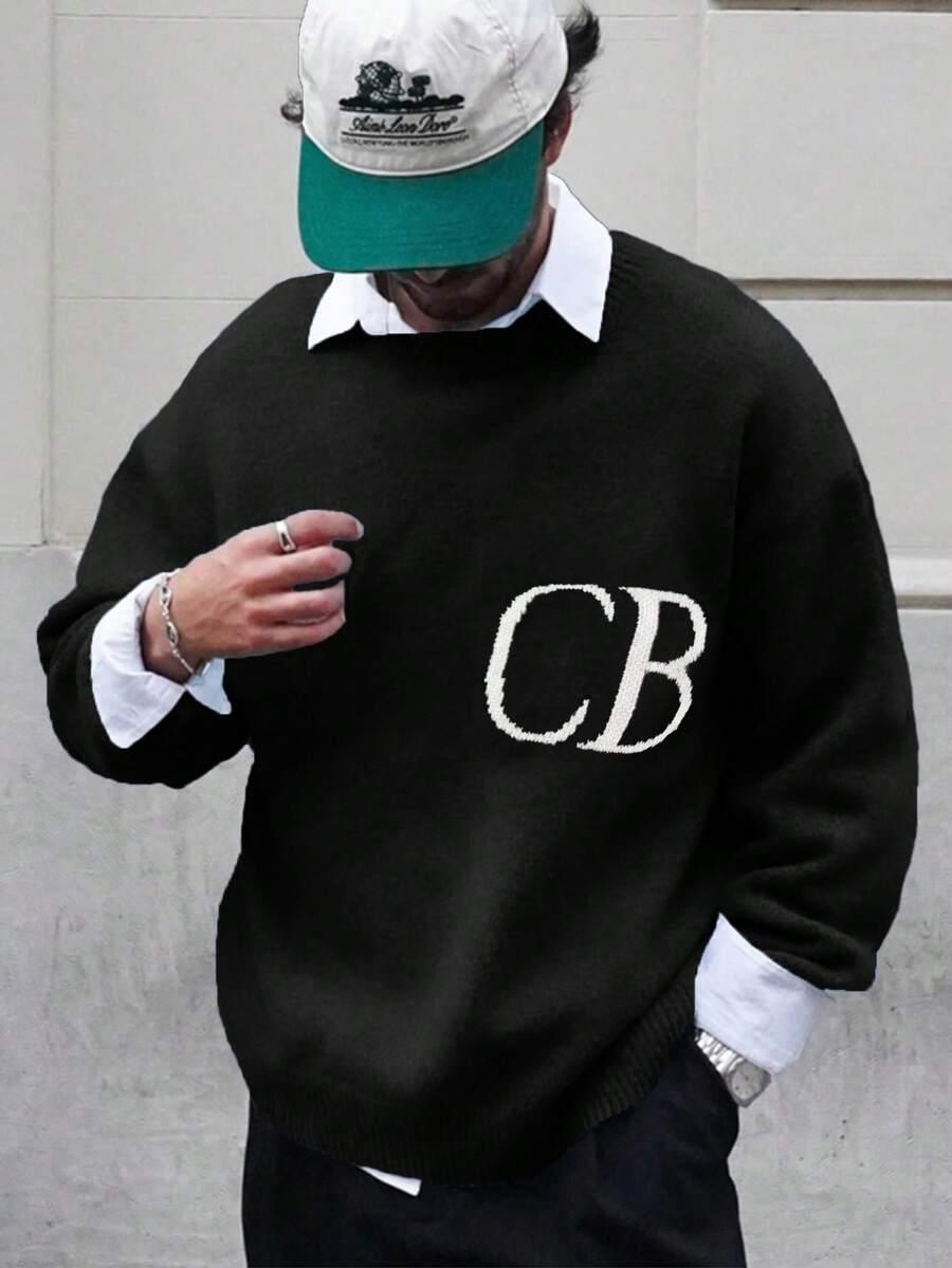 czarny sweter napis 
