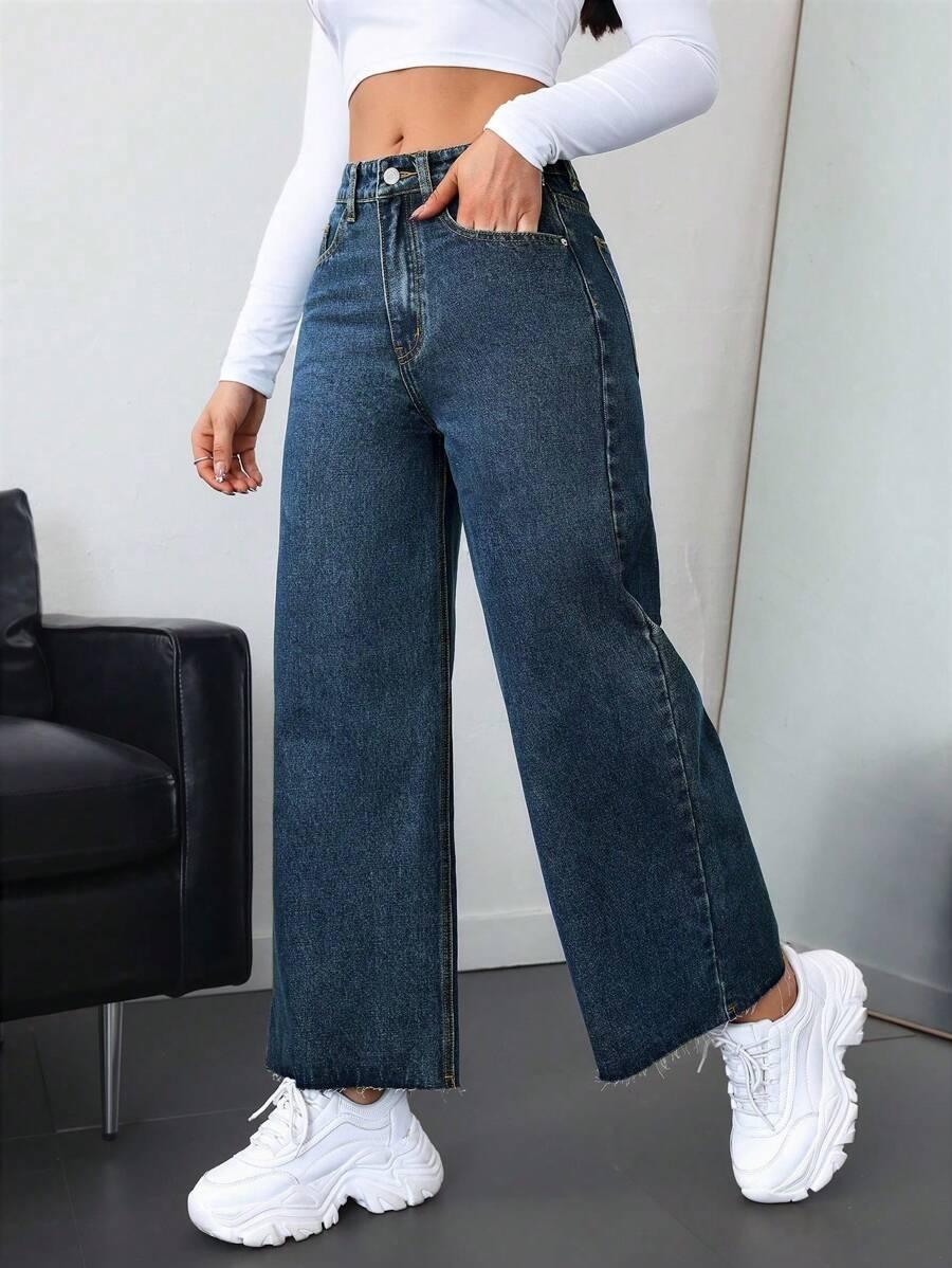GRANATOWE SPODNIE JEANS