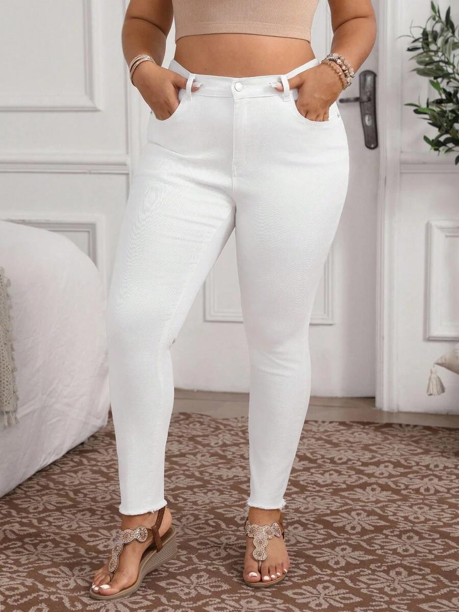 BIAŁE SPODNIE JEANS