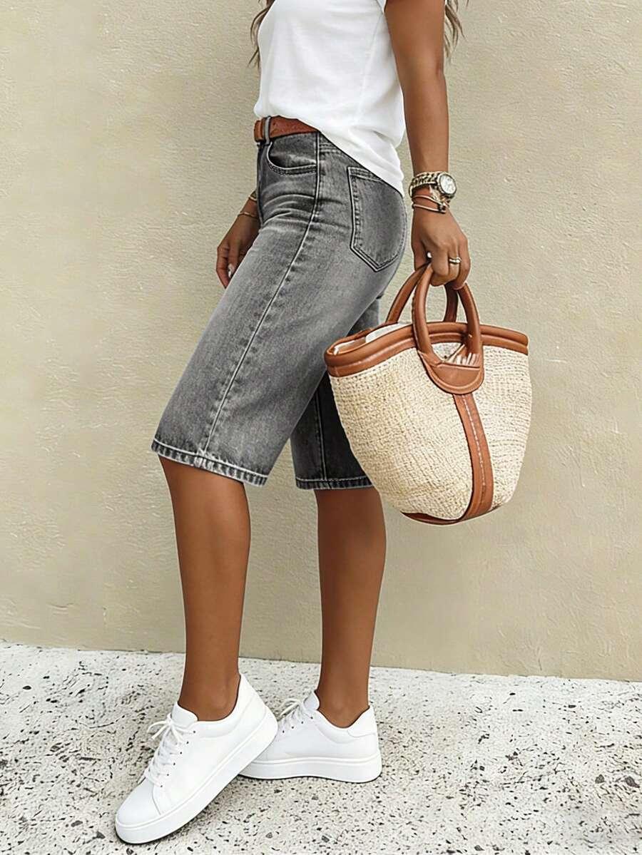 szare spodenki jeans 
