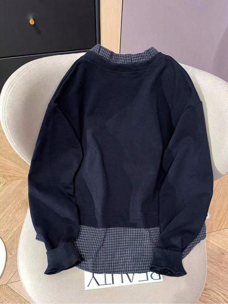 GRANATOWY SWETER DŁUGI RĘKAW