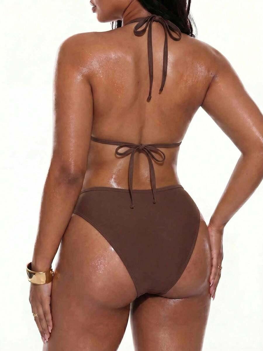 BRĄZOWY dół o bikini zdobienie