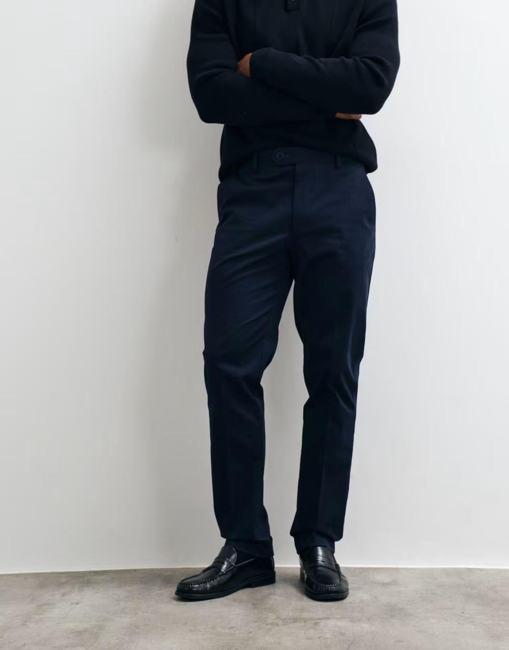 granatowe eleganckie spodnie chinos
