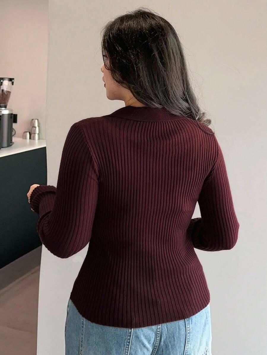 bordowy sweter v neck 