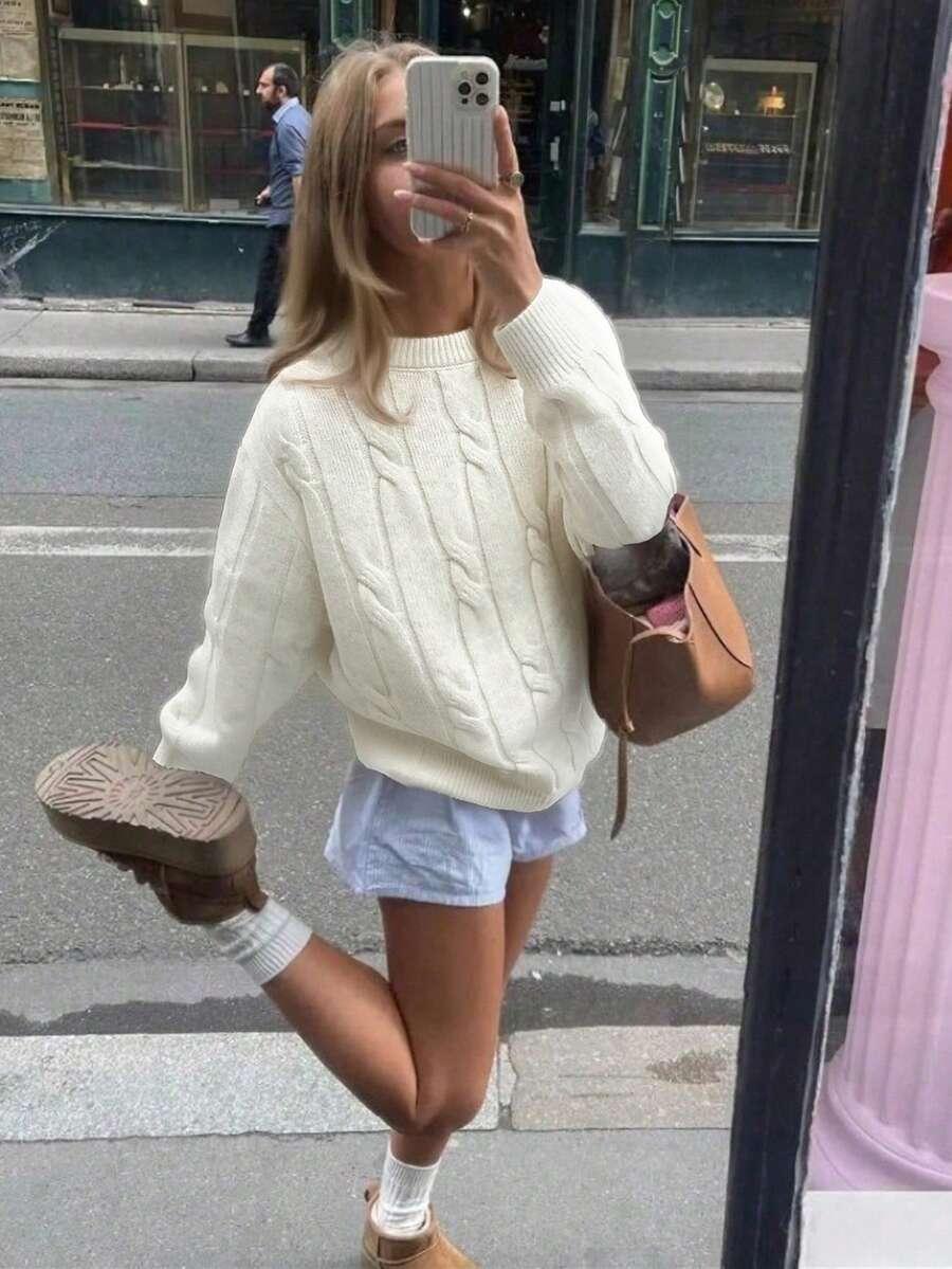 BIAŁY SWETER DŁUGI RĘKAW